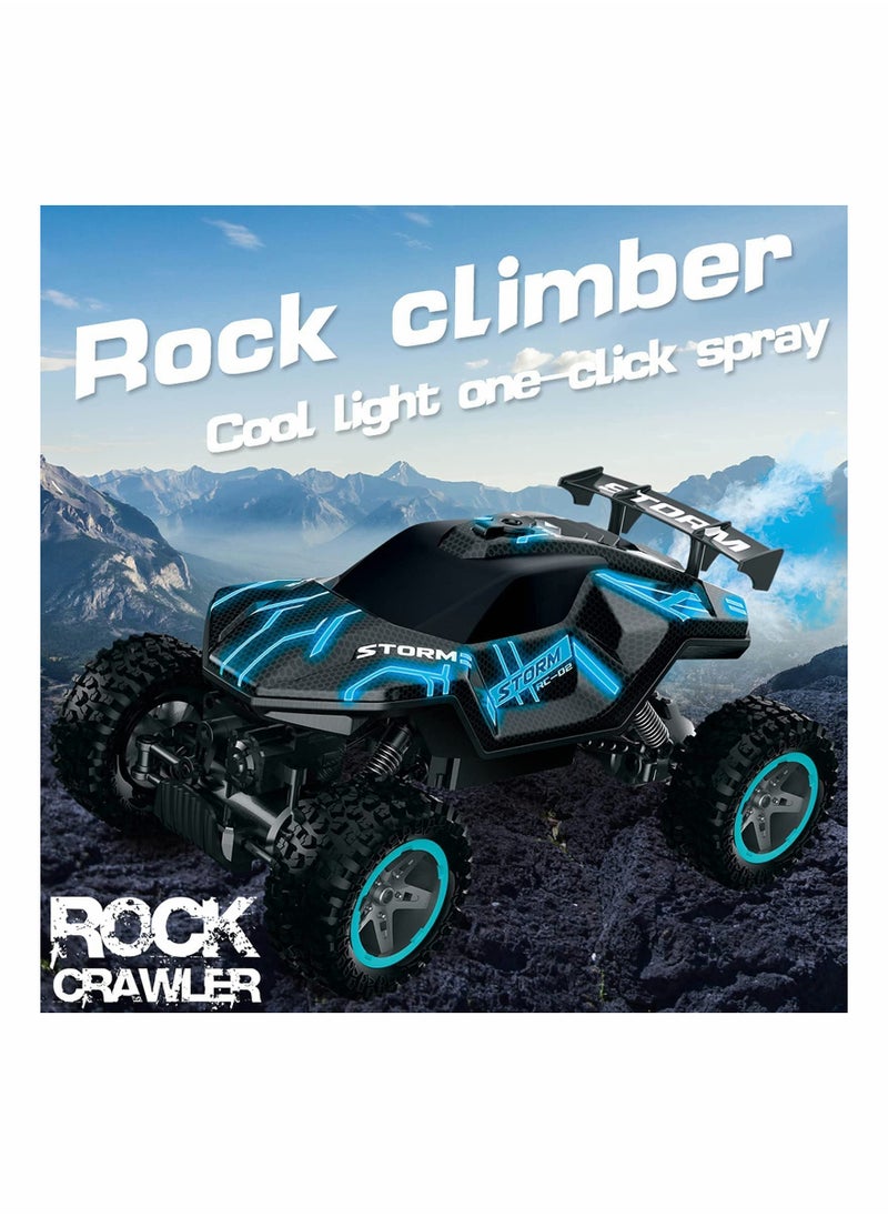1/16 Scale Remote Control RC Monster Truck 4WD Off-Road Crawler with LED Lights 2 Batteries for 60 Minutes Fun Best Gift for Boys