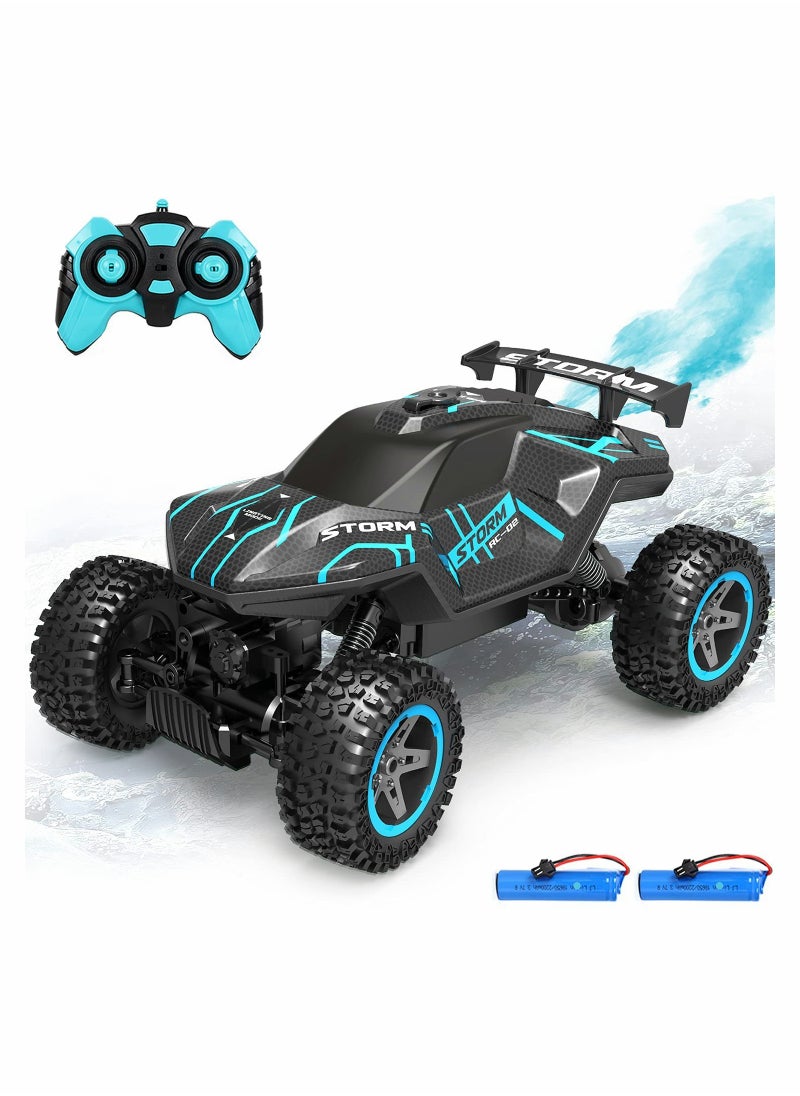 1/16 Scale Remote Control RC Monster Truck 4WD Off-Road Crawler with LED Lights 2 Batteries for 60 Minutes Fun Best Gift for Boys