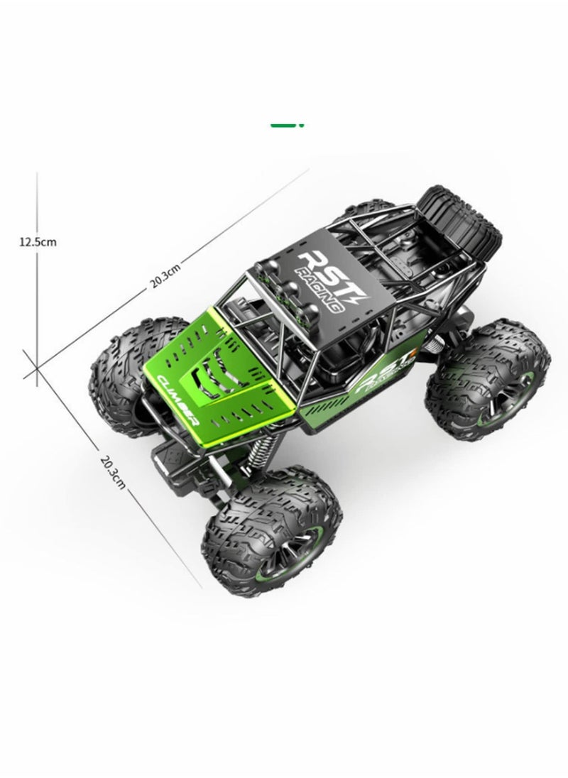 Remote Control Car 1:18 Off Road Monster Truck,Metal Shell 4WD Dual Motors LED Headlight Rock Crawler,2.4Ghz All Terrain Hobby Truck with 1 Batteries for 25 Min Play