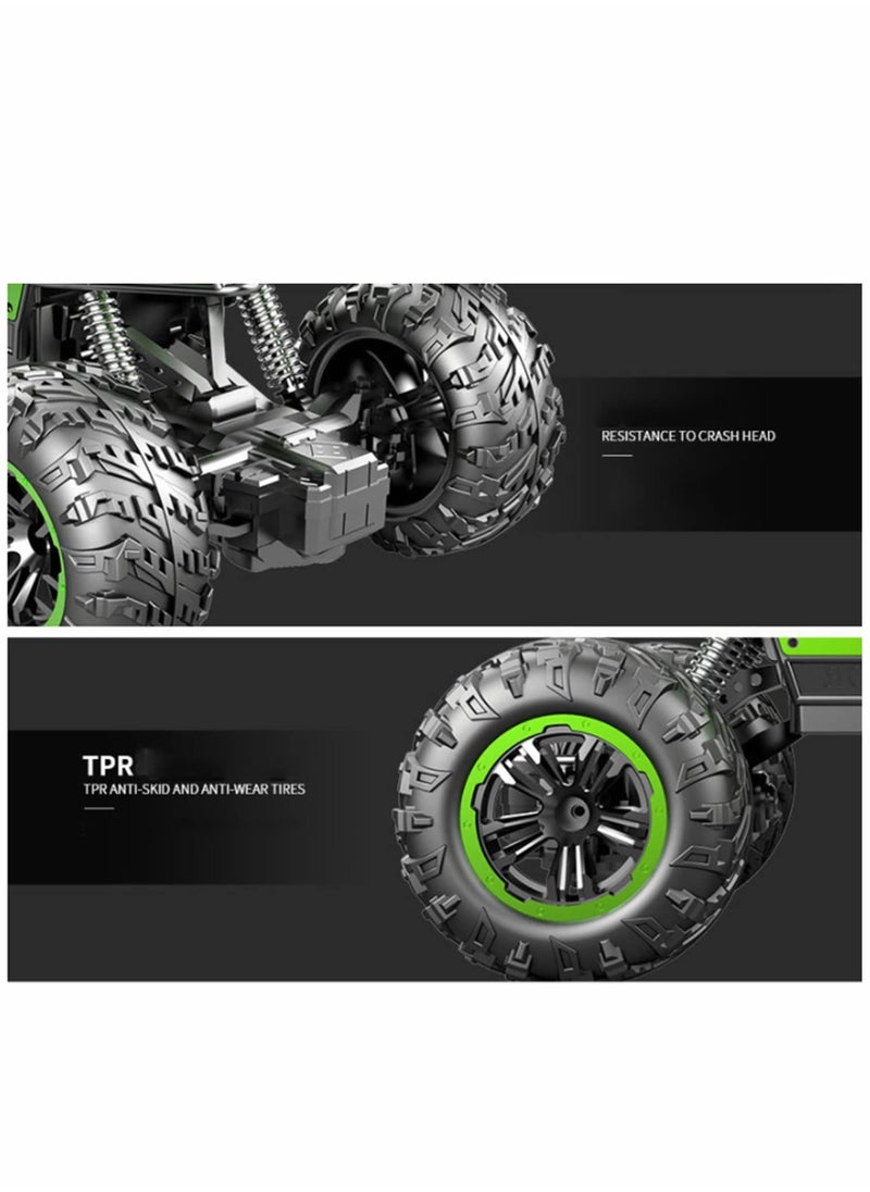 Remote Control Car 1:18 Off Road Monster Truck,Metal Shell 4WD Dual Motors LED Headlight Rock Crawler,2.4Ghz All Terrain Hobby Truck with 1 Batteries for 25 Min Play