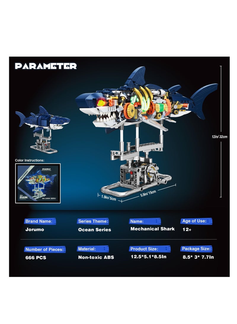 Shark Sea Creatures Building Set, 687 Ideas Pieces Marine Animal Building Blocks Toys with Display Stand and Light, STEM Toys for Kids, Adults, Crossing Ocean Lovers