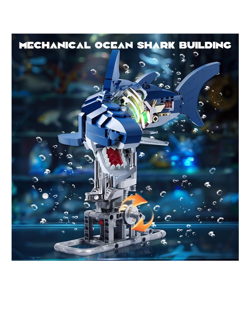 Shark Sea Creatures Building Set, 687 Ideas Pieces Marine Animal Building Blocks Toys with Display Stand and Light, STEM Toys for Kids, Adults, Crossing Ocean Lovers