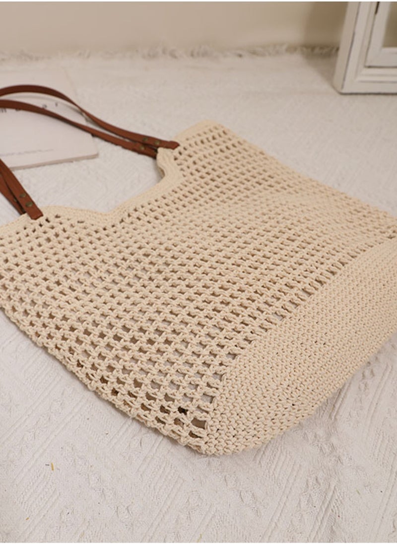 Stylish Woven Summer Beach Tote Bag for Women Breathable Crochet Shoulder Bag for Ladies Casual Commute Bags For Girls,College,Daily Use,Vacation