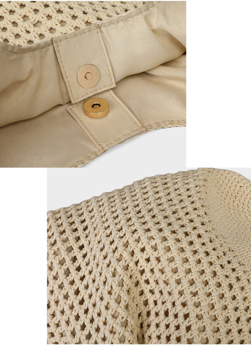 Stylish Woven Summer Beach Tote Bag for Women Breathable Crochet Shoulder Bag for Ladies Casual Commute Bags For Girls,College,Daily Use,Vacation