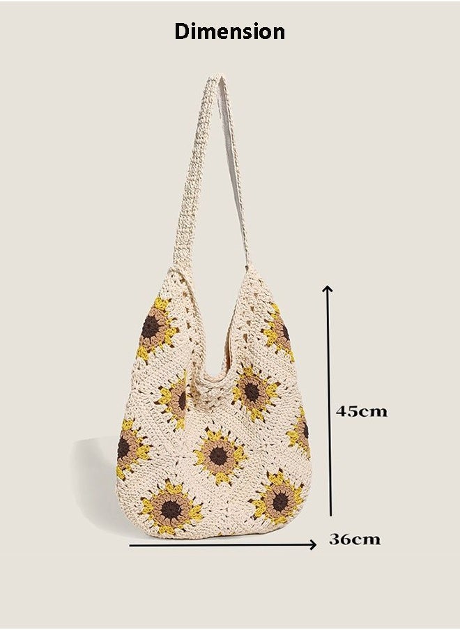 Stylish Women's  Beach Bag with Sunflower Design,Trendy  Summer Fashion Ladies Tote Bag, Large Capacity Lightweight Shoulder Bag for GirlsTravel, School, Vacation,Daily Use