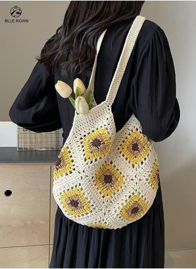 Stylish Women's  Beach Bag with Sunflower Design,Trendy  Summer Fashion Ladies Tote Bag, Large Capacity Lightweight Shoulder Bag for GirlsTravel, School, Vacation,Daily Use