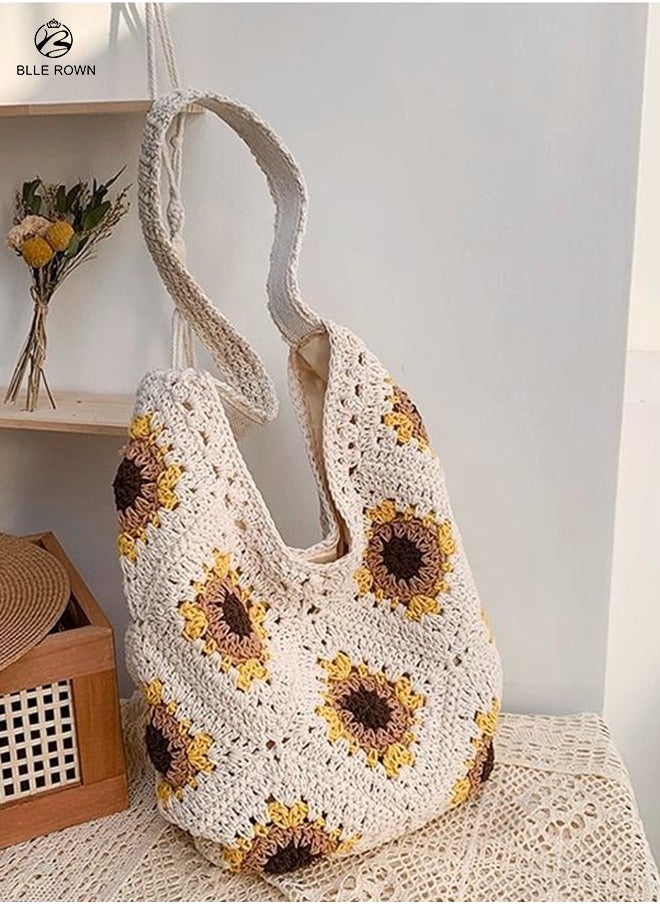 Stylish Women's  Beach Bag with Sunflower Design,Trendy  Summer Fashion Ladies Tote Bag, Large Capacity Lightweight Shoulder Bag for GirlsTravel, School, Vacation,Daily Use