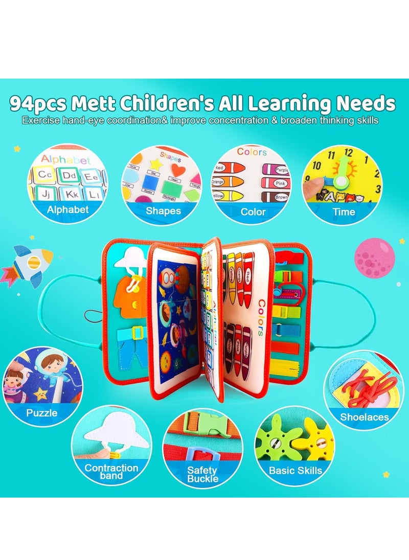 Toddler Busy Board, Educational Learning Sensory Busy Book, Montessori Sensory Toys, Preschool Learning Activities, Learning Fine Motor Skills, Educational Travel Toys for 1-3 Years Old Boys Girls