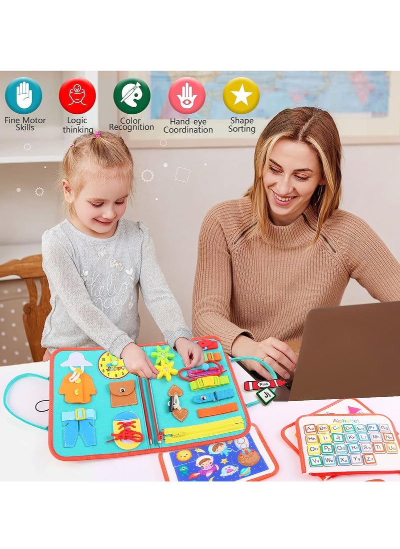 Toddler Busy Board, Educational Learning Sensory Busy Book, Montessori Sensory Toys, Preschool Learning Activities, Learning Fine Motor Skills, Educational Travel Toys for 1-3 Years Old Boys Girls