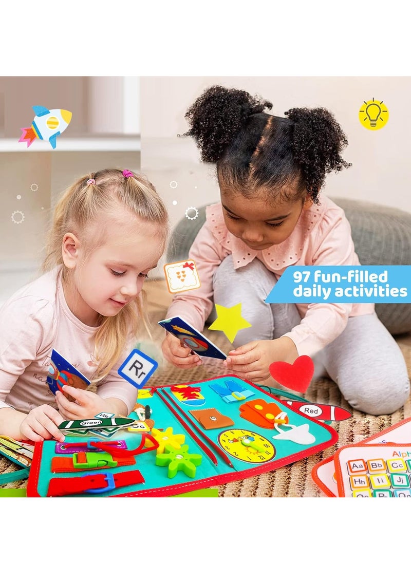 Toddler Busy Board, Educational Learning Sensory Busy Book, Montessori Sensory Toys, Preschool Learning Activities, Learning Fine Motor Skills, Educational Travel Toys for 1-3 Years Old Boys Girls