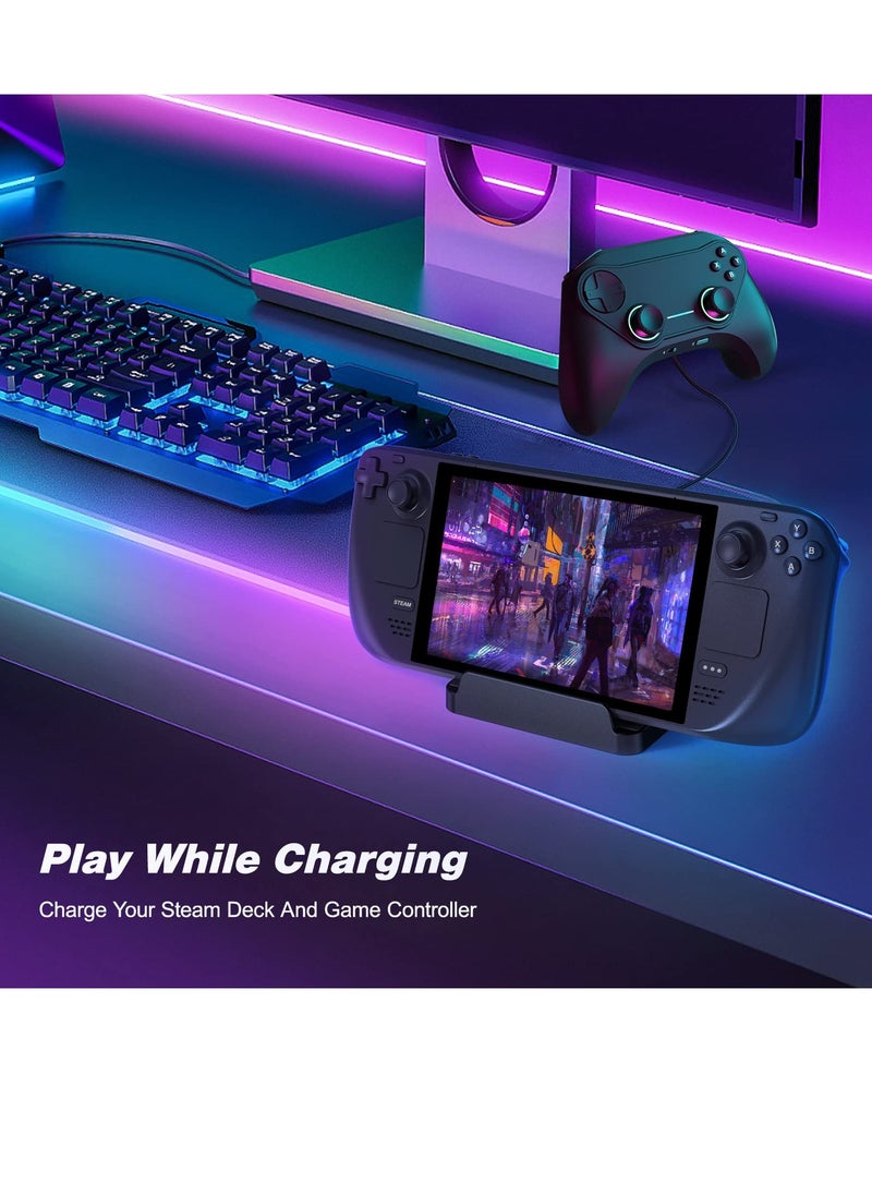 Compatible with Stand Base for Steam Deck,  Steam Deck Accessories, Charging Dock for Steam Deck,  Dual USB and Full Speed Charging USB C Port for Steam Deck, Anti-Slip Holder Stand for Steam Deck