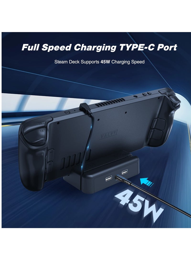 Compatible with Stand Base for Steam Deck,  Steam Deck Accessories, Charging Dock for Steam Deck,  Dual USB and Full Speed Charging USB C Port for Steam Deck, Anti-Slip Holder Stand for Steam Deck