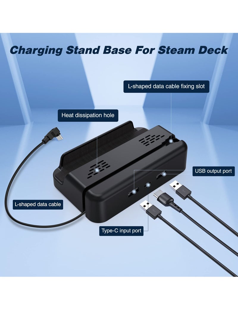 Compatible with Stand Base for Steam Deck,  Steam Deck Accessories, Charging Dock for Steam Deck,  Dual USB and Full Speed Charging USB C Port for Steam Deck, Anti-Slip Holder Stand for Steam Deck