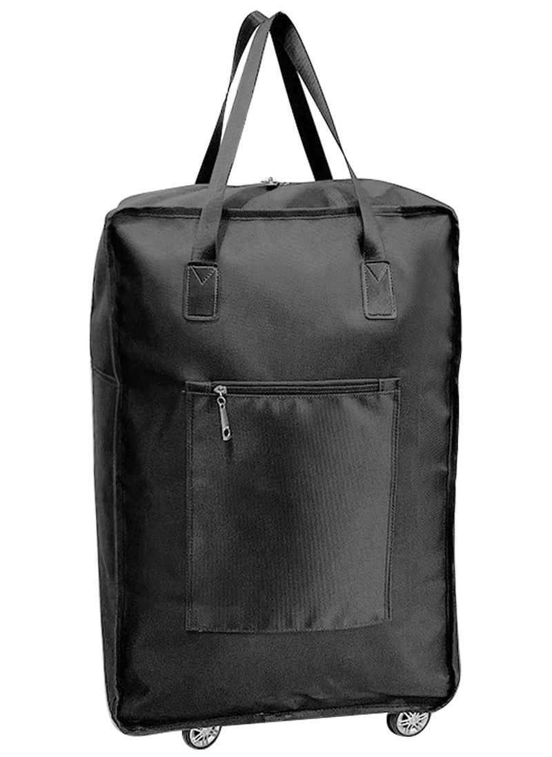 Foldable Duffel Bag with Wheels Rolling, Duffle Bag Luggage Bag Carry on Bag Lightweight Suitcases, for Shopping, Gym, Camping, Travel or Business Trip, Gift for wife and parents (BLACK)