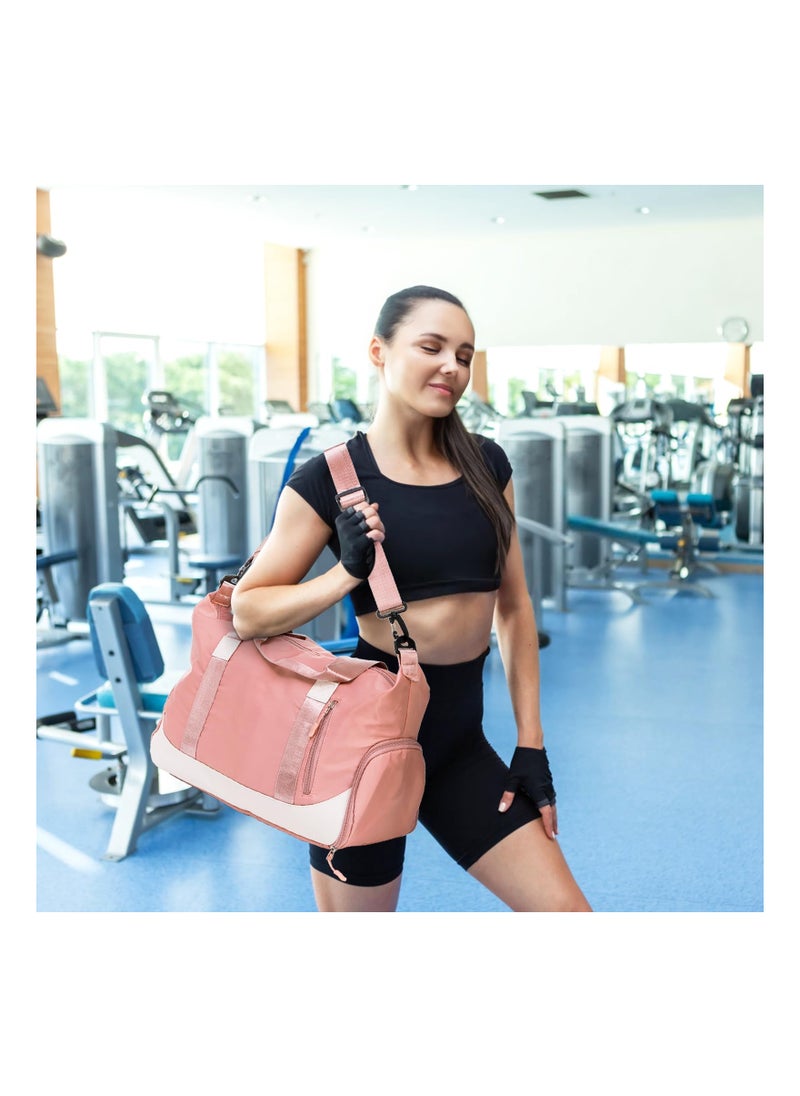 Gym Bag for Women, Waterproof Duffel Bag with Wet Pocket and Shoes Compartment, Carry On Weekender Overnight Bag, Lightweight Workout Sport Bag, Crossbody Shoulder Travel Bag for Yoga Dance