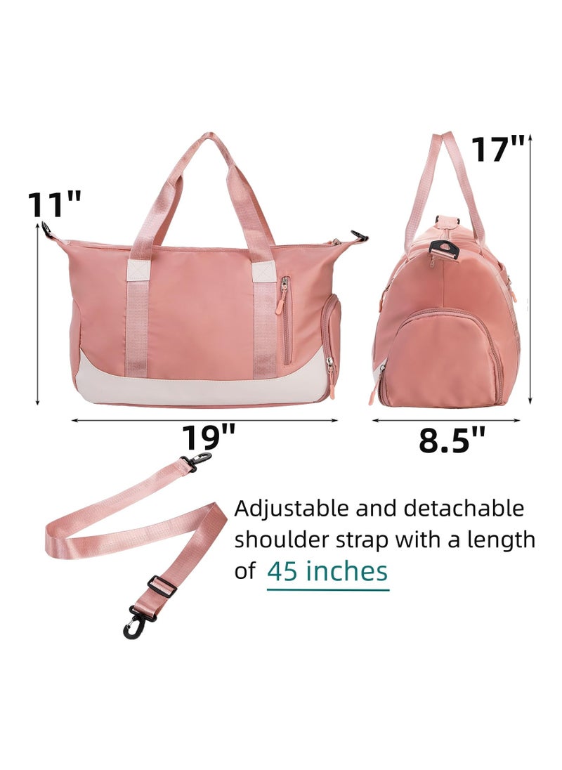 Gym Bag for Women, Waterproof Duffel Bag with Wet Pocket and Shoes Compartment, Carry On Weekender Overnight Bag, Lightweight Workout Sport Bag, Crossbody Shoulder Travel Bag for Yoga Dance