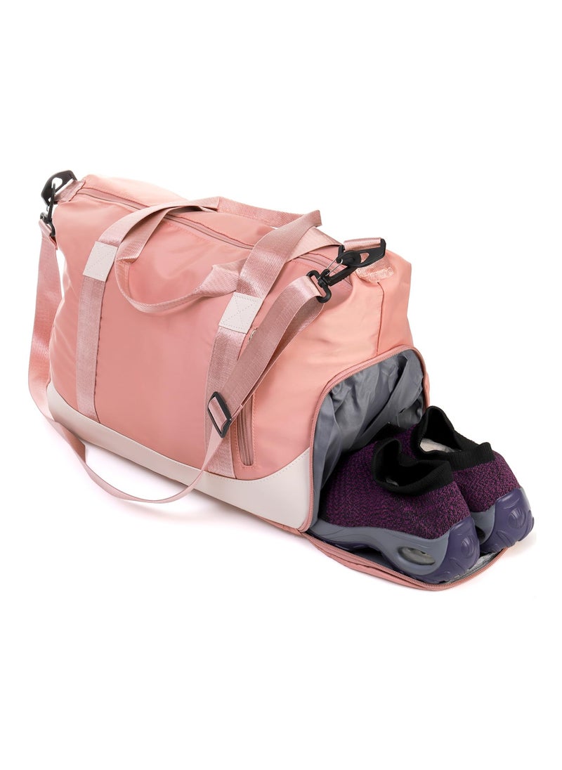 Gym Bag for Women, Waterproof Duffel Bag with Wet Pocket and Shoes Compartment, Carry On Weekender Overnight Bag, Lightweight Workout Sport Bag, Crossbody Shoulder Travel Bag for Yoga Dance