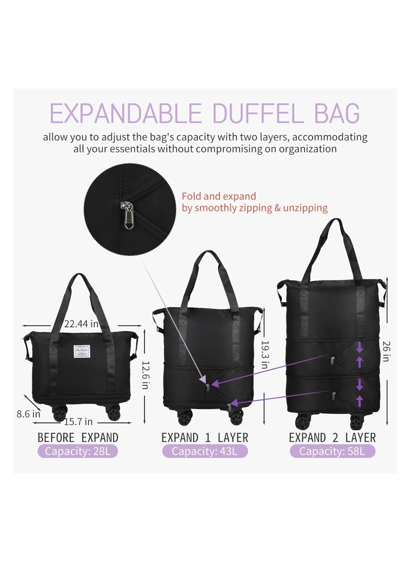 Expandable Foldable Luggage Bag Suitcase Collapsible Rolling Travel Luggage Bag Duffel Bag Duffle Bag Carry On Luggage Bag with Spinner Wheels for Men Women Lightweight Suitcases