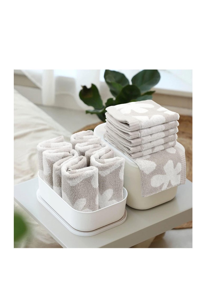 Microfiber Washcloths Towels Set, Highly Absorbent and Super Soft Fingertip Towels, Multi-Purpose Wash Cloths for Bathroom, Hotel, Spa, and Gym, 12x12 Inch, Light Gray