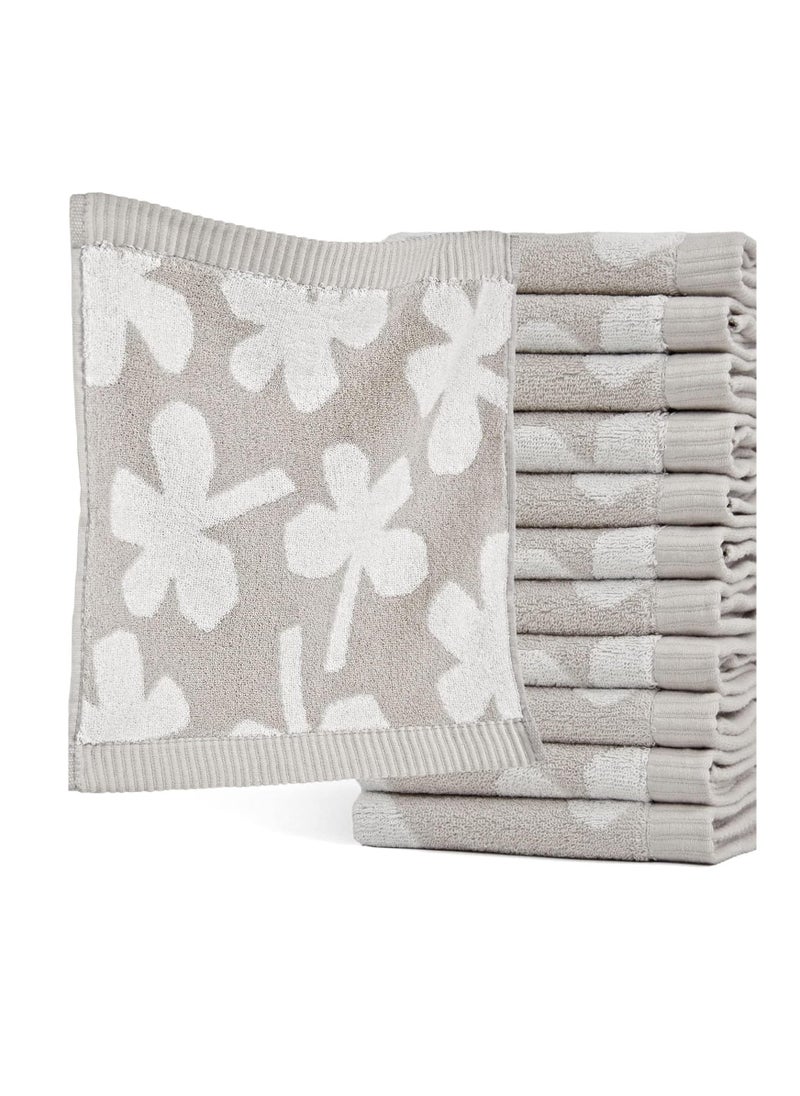 Microfiber Washcloths Towels Set, Highly Absorbent and Super Soft Fingertip Towels, Multi-Purpose Wash Cloths for Bathroom, Hotel, Spa, and Gym, 12x12 Inch, Light Gray