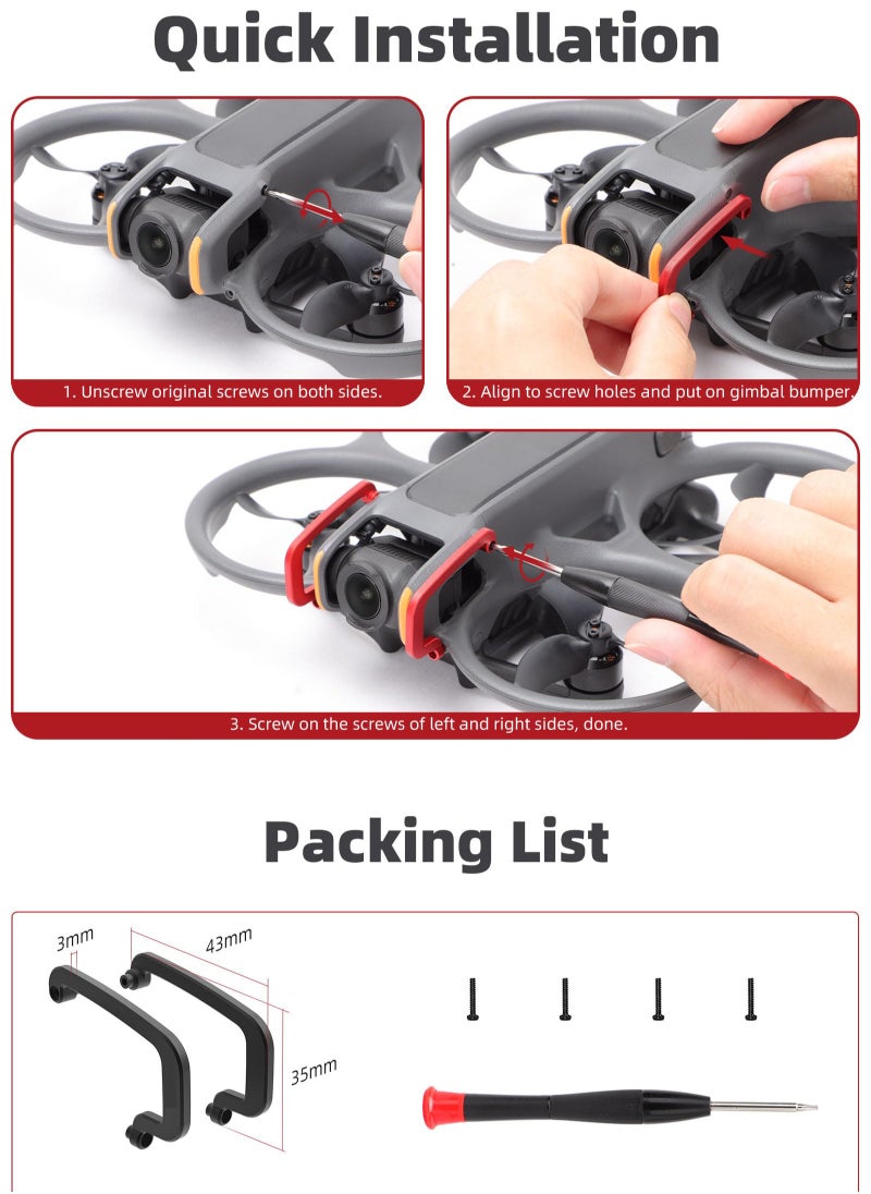 Gimbal Bumper Guard for Avata 2 Drone, Aluminum Alloy PTZ Protect Bar, Anti-Collision Camera Protector, Enhanced Lens Safety, Robust Construction, Ideal for Avata 2 Drone Accessories