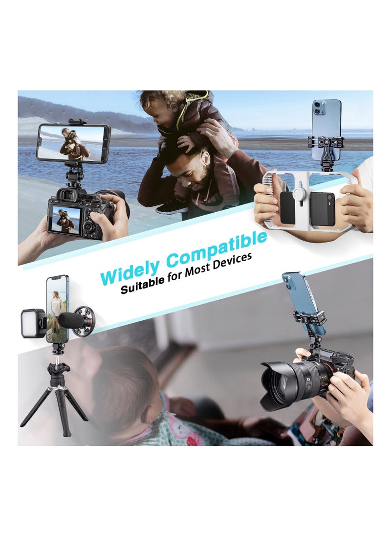 Versatile Metal Smartphone Tripod Mount 360° Adjustable Dual Cold Shoe Holder for iPhone DSLR Camera Vlogging Stabilizers