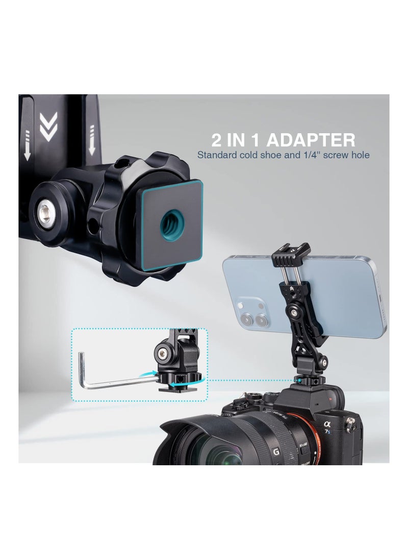 Versatile Metal Smartphone Tripod Mount 360° Adjustable Dual Cold Shoe Holder for iPhone DSLR Camera Vlogging Stabilizers
