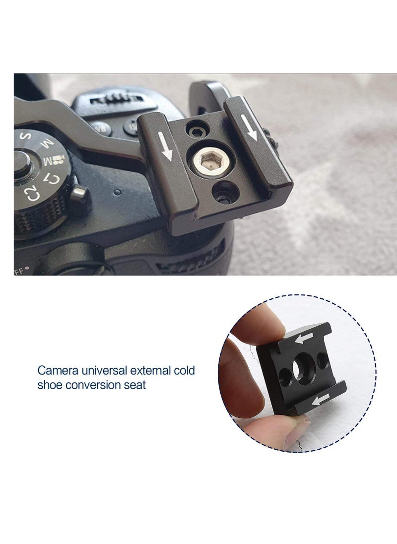 Cold Shoe Mount Adapter Brackets Universal with 1/4 Inch M2.5 Screws Wrench for Camera Cage Flash Microphone and Other Device 2Pcs