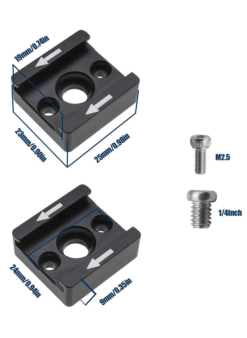 Cold Shoe Mount Adapter Brackets Universal with 1/4 Inch M2.5 Screws Wrench for Camera Cage Flash Microphone and Other Device 2Pcs