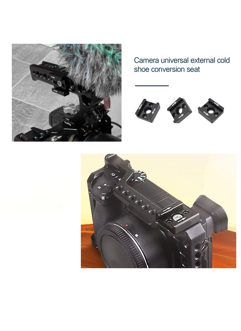 Cold Shoe Mount Adapter Brackets Universal with 1/4 Inch M2.5 Screws Wrench for Camera Cage Flash Microphone and Other Device 2Pcs