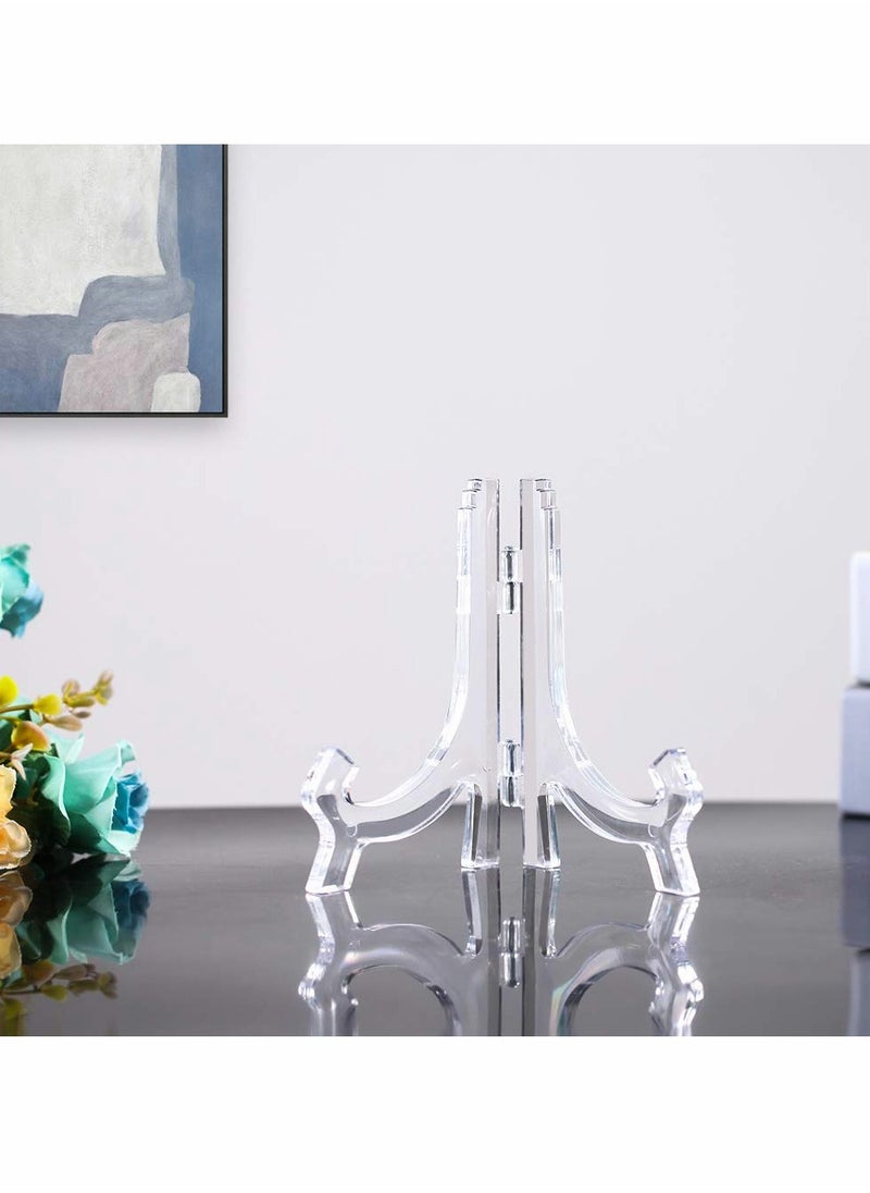 12 Pieces Plastic Easel Stands Plate Stands Holders, KASTWAVE Picture Easel Stand Clear for Display Picture Frame Collectibles Desktop Weddings Party Home Decoration (6 Inches)