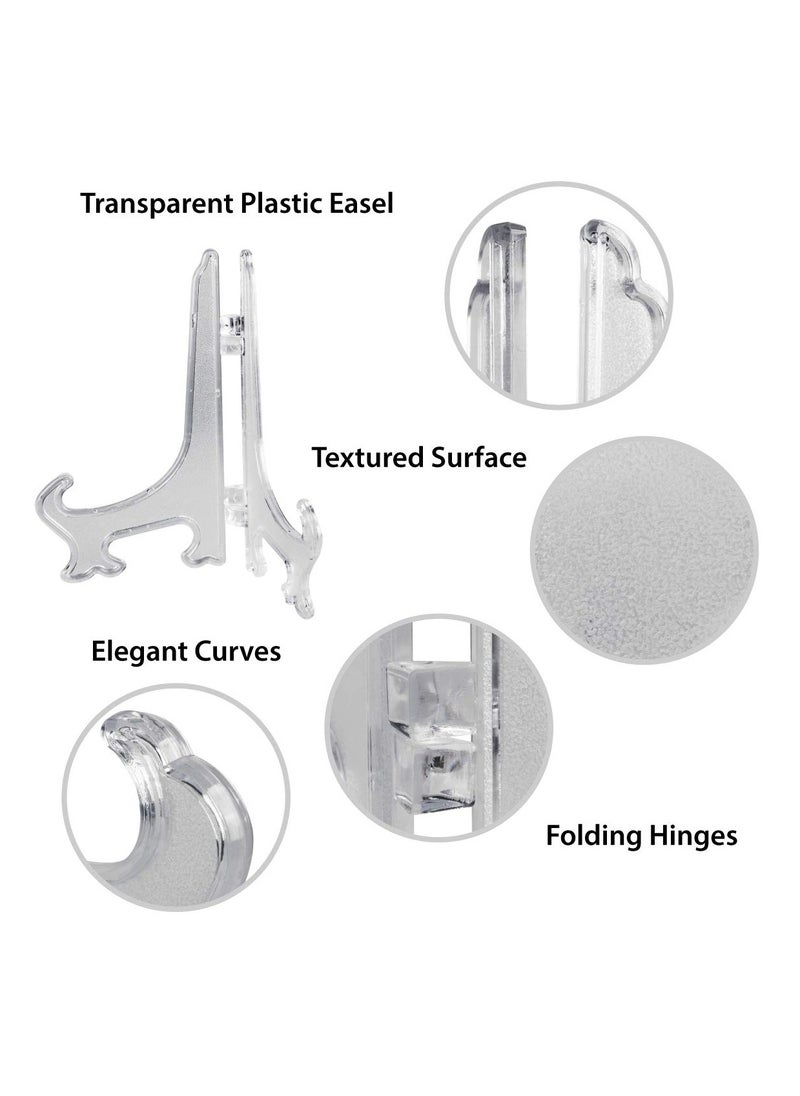 12 Pieces Plastic Easel Stands Plate Stands Holders, KASTWAVE Picture Easel Stand Clear for Display Picture Frame Collectibles Desktop Weddings Party Home Decoration (6 Inches)