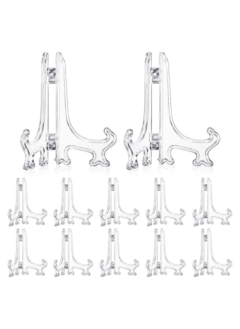12 Pieces Plastic Easel Stands Plate Stands Holders, KASTWAVE Picture Easel Stand Clear for Display Picture Frame Collectibles Desktop Weddings Party Home Decoration (6 Inches)