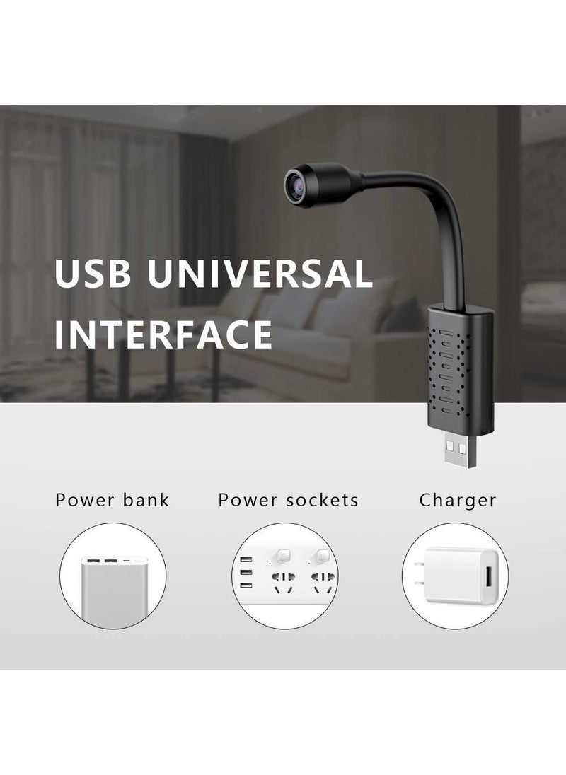 SKY HUB Indoor Cameras 1080p HD USB Interface Mini Camera with Video and Audio Recording Supports 64GB Micro SD Card Recording Not IncludedFlexible Camera