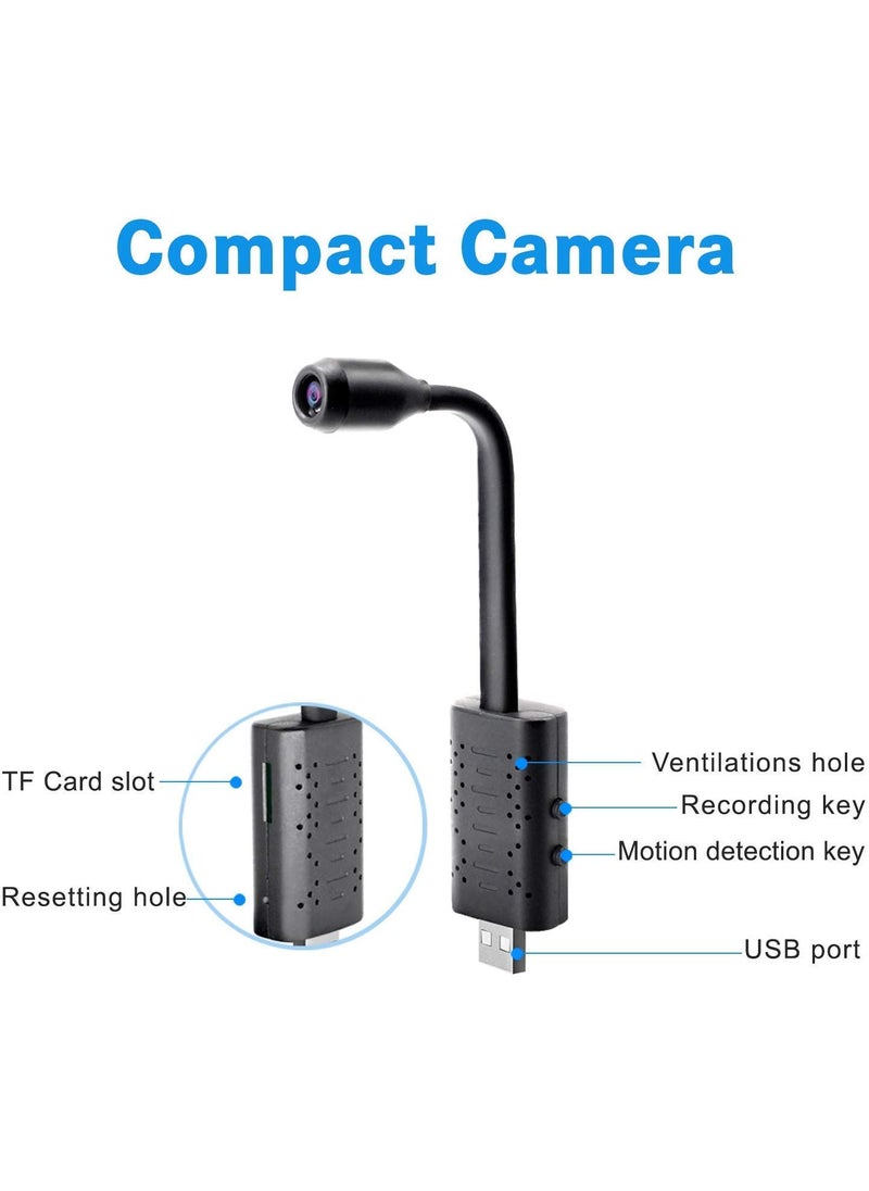 SKY HUB Indoor Cameras 1080p HD USB Interface Mini Camera with Video and Audio Recording Supports 64GB Micro SD Card Recording Not IncludedFlexible Camera