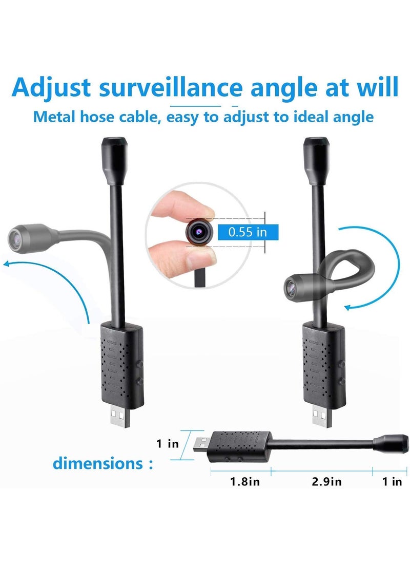SKY HUB Indoor Cameras 1080p HD USB Interface Mini Camera with Video and Audio Recording Supports 64GB Micro SD Card Recording Not IncludedFlexible Camera