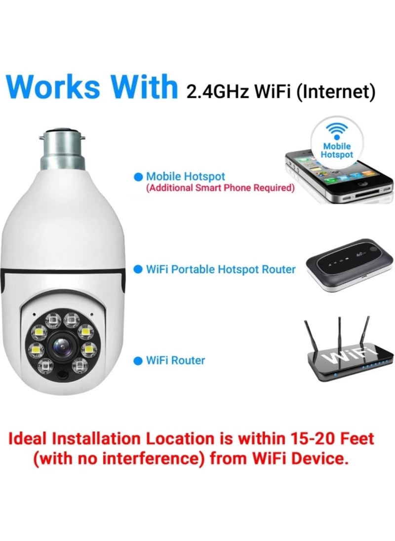 Fire turtle Smart Home Security Bulb Shape 360 Camera 1080p Wireless PTZ CCTV Easy Install Indoor 360 Night Light Vision Motion Sensor LED Lights 24x7 Recording Two Way Talk Mic
