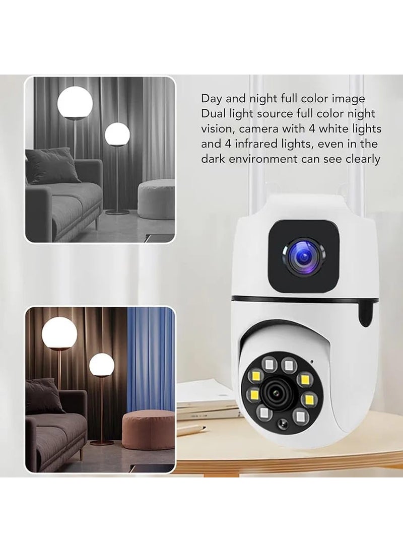 Mini Dual LensScreen 2in1 PTZBullet 55MP Full HD 1920 Resolution WiFi Wireless Indoor Camera wColor Night VisionTwo Way TalkMotion Detection360 ViewHuman Detection