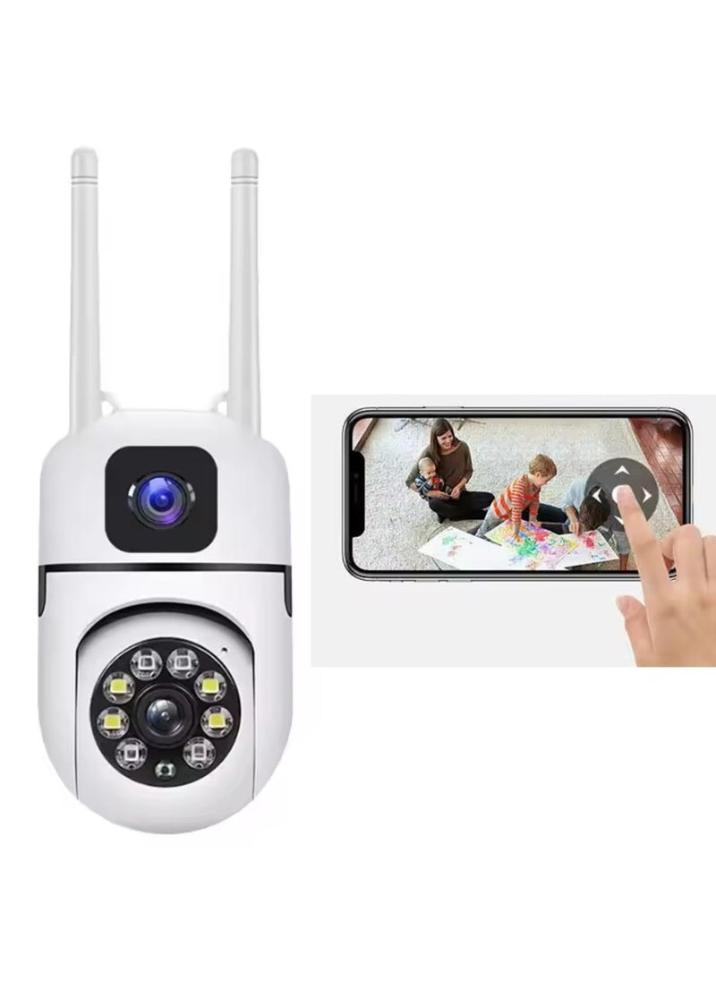 Mini Dual LensScreen 2in1 PTZBullet 55MP Full HD 1920 Resolution WiFi Wireless Indoor Camera wColor Night VisionTwo Way TalkMotion Detection360 ViewHuman Detection