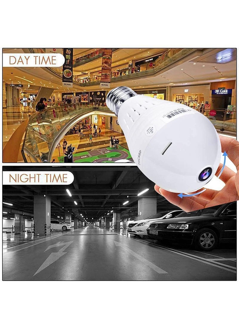NXXTTNK 360 Degree Wireless Bulb 360 IP Camera with Night Vision 2Way Audio and Micro 64GB SD Card Support
