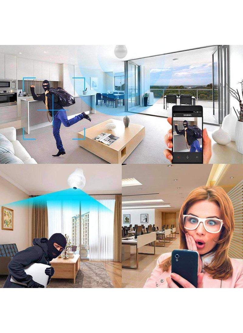 NXXTTNK 360 Degree Wireless Bulb 360 IP Camera with Night Vision 2Way Audio and Micro 64GB SD Card Support