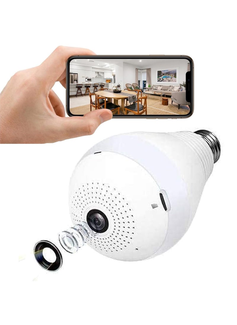 NXXTTNK 360 Degree Wireless Bulb 360 IP Camera with Night Vision 2Way Audio and Micro 64GB SD Card Support