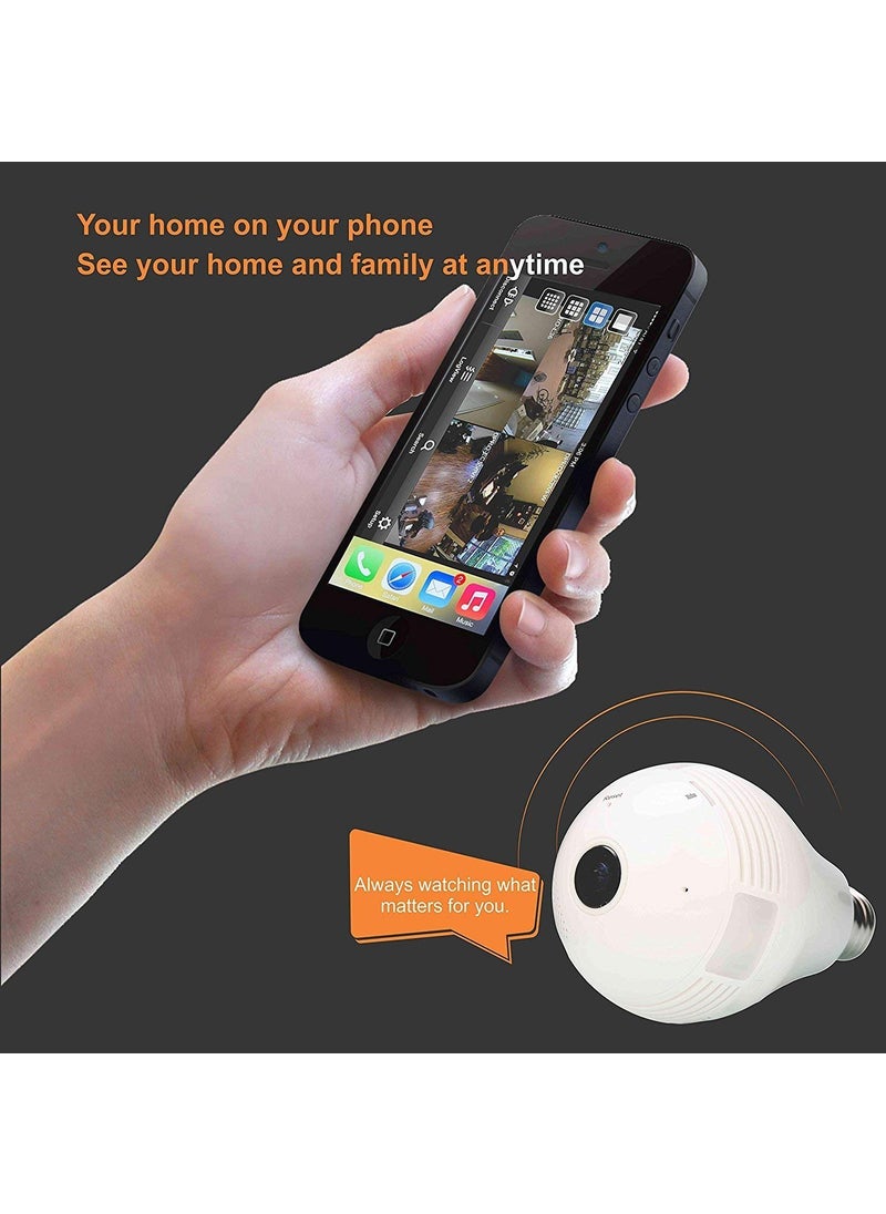 visionrabbit Home SecurityCar SecurityOffice SecurityBusiness Security KhuFiya Genuine WiFi IP 960p Bulb Camera for HomeOfficeShop Supports in iOS AndroidRemote Monitoring from Any Where