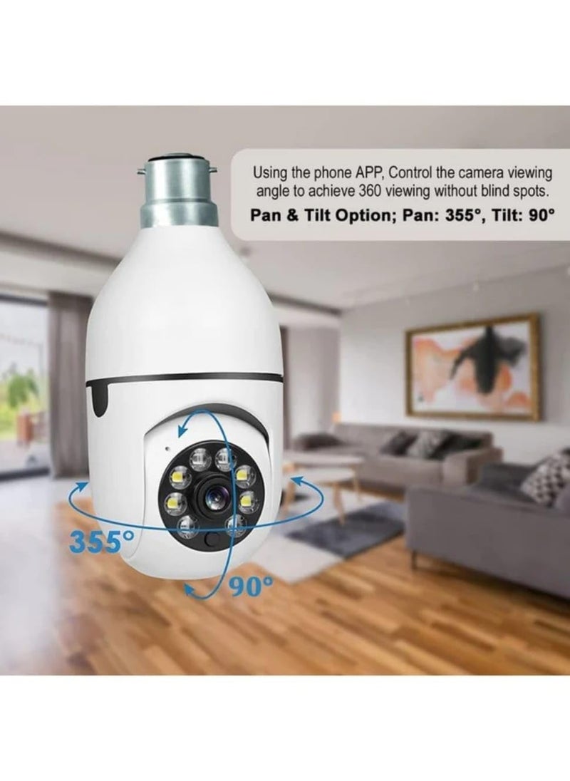 GARYVIZ 1080p HD Bulb Light Wireless IP Camera Fish Eye 360 Degree Panoramic Mini Lamp IR Home Security Wireless CCTV Camera Light Bulb