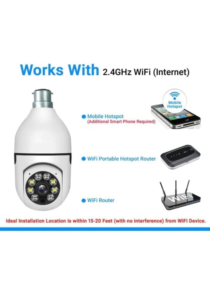 GARYVIZ 1080p HD Bulb Light Wireless IP Camera Fish Eye 360 Degree Panoramic Mini Lamp IR Home Security Wireless CCTV Camera Light Bulb