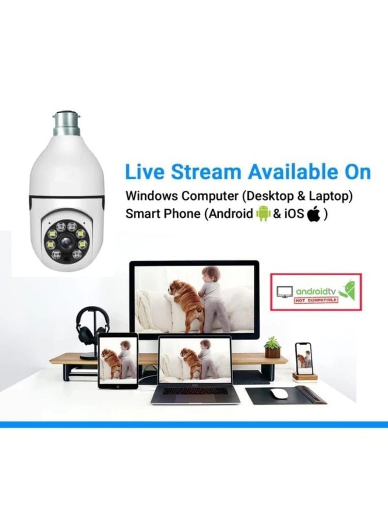 GARYVIZ 1080p HD Bulb Light Wireless IP Camera Fish Eye 360 Degree Panoramic Mini Lamp IR Home Security Wireless CCTV Camera Light Bulb