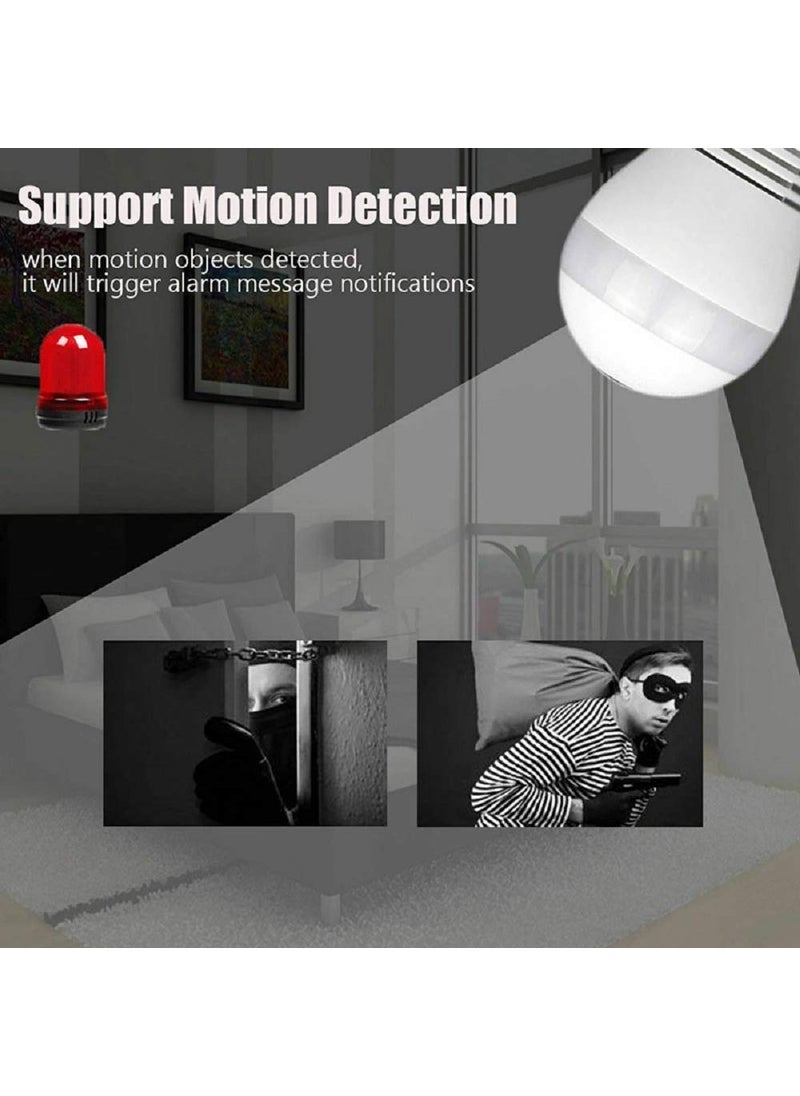 SKY HUB Wireless Panoramic 360 IP Camera LED Bulb Light 960 x 960P Fisheye Vision WiFi Remote Monitoring Home Security Camera Hidden Camera with TwoWay Audio Supports 128GB Micro SD Card