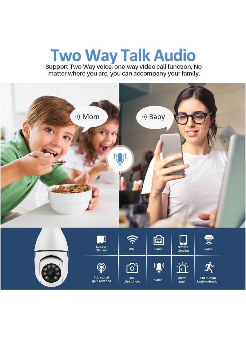 SKY HUB EYETECH Light Bulb Wireless IP WiFi Camera Bulb Camera 360 1080p WiFi Auto Rotation Fish Eye 360 Degree Panoramic Mini Lamp IR CCTV 1080p Home Security Light Wireless CCTV