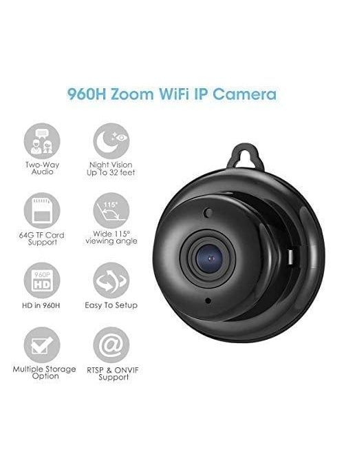 GARYVIZ Mini WiFi Full HD Spy IP Camera Hidden Wireless CCTV Security with Microphone Cloud Based Storage Night Vision Motion Detection Two Way Communication Supports SD Card Security Camera