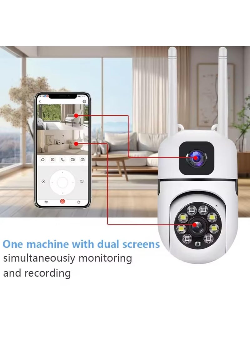 OneXsale 4 MP Dual Lens Full HD Indoor Wifi Wireless PTZ IP CCTV Security Camera Light Vision Night Mode V380 Pro App 360 Degree Watch Live Streaming Mini Dome PTZ Camera